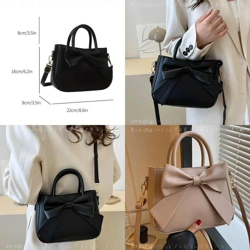 Women Bags For Work - Elegante schwarze Handtasche mit Schleife für