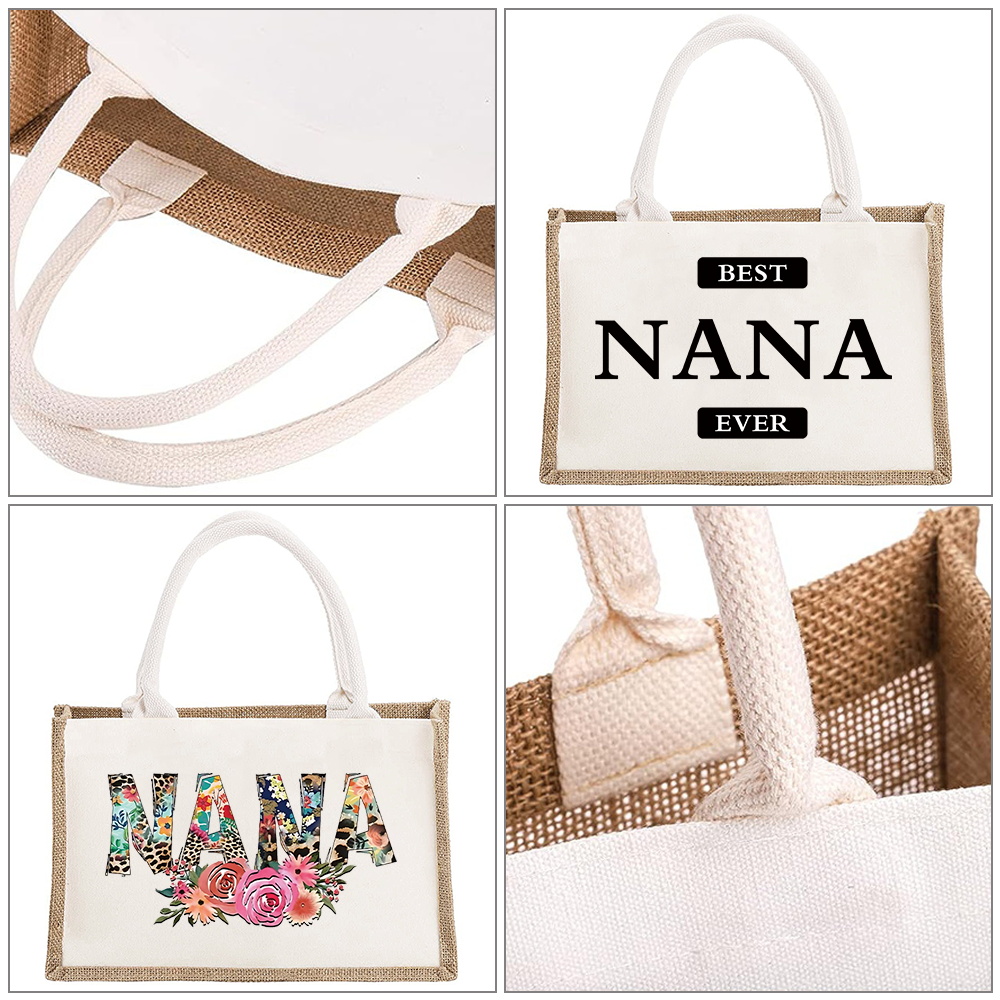 Women Bags Jute - Vintage-Jute-Tasche, wiederverwendbare Einkaufstasche aus Sackleinen, leichte
