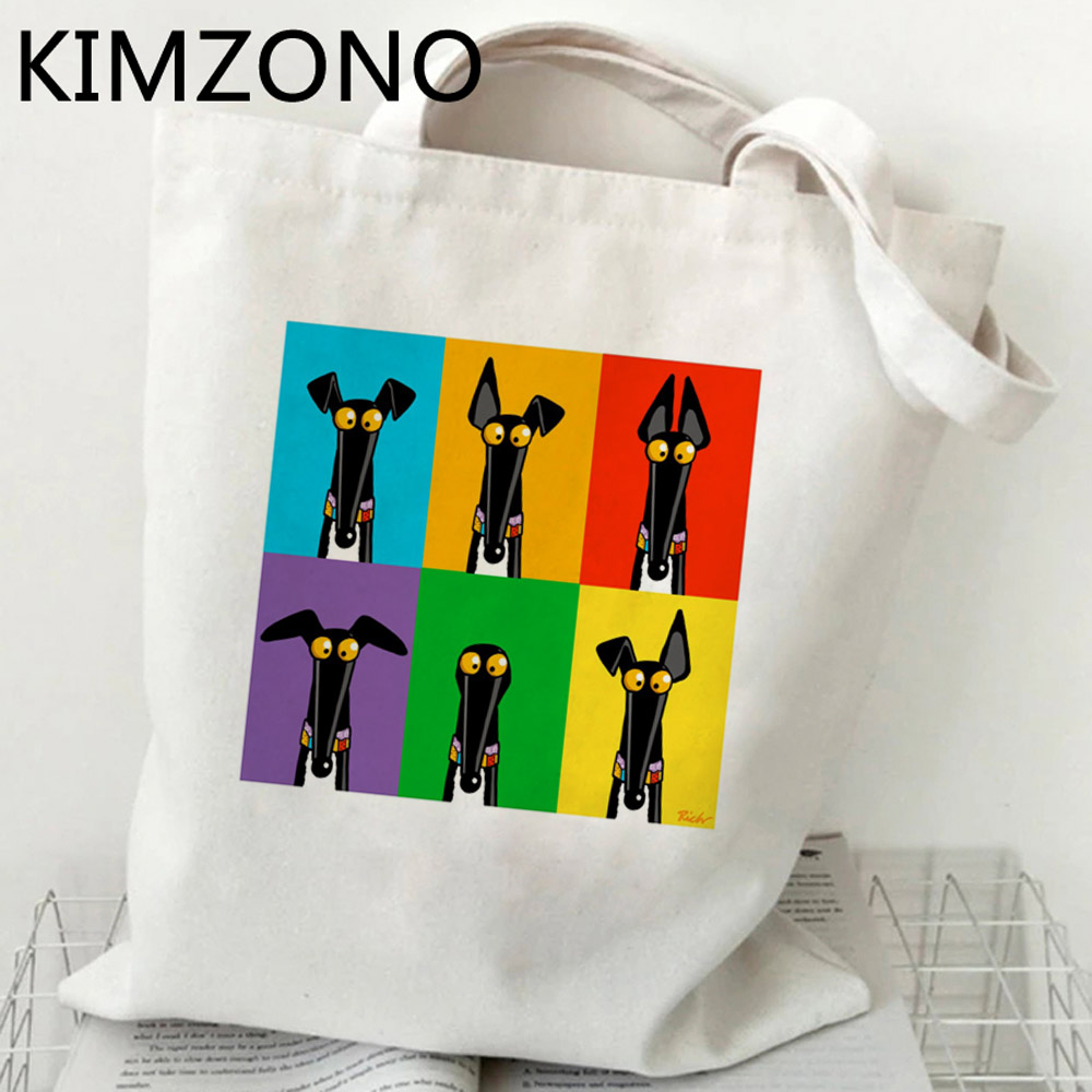 Women Bags Jute - Windhund Einkaufstasche Handtasche Leinwand Jute Tasche