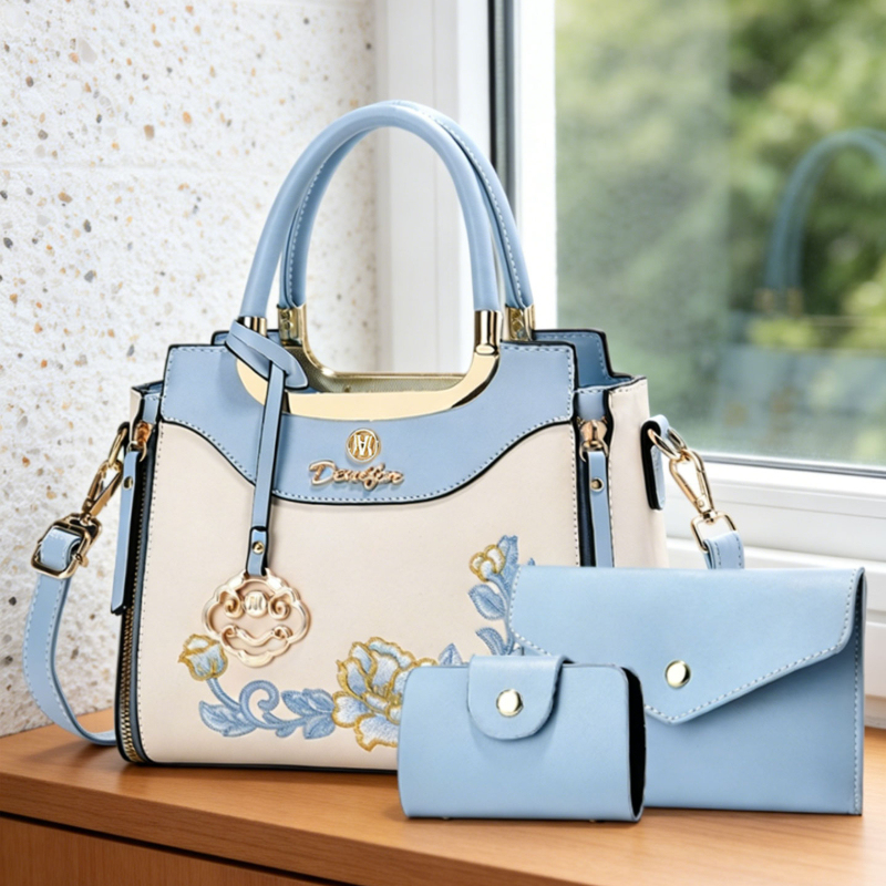 Women Bags For Work - 3-teiliges Set hochwertiger bestickter Handtaschen, geeignet