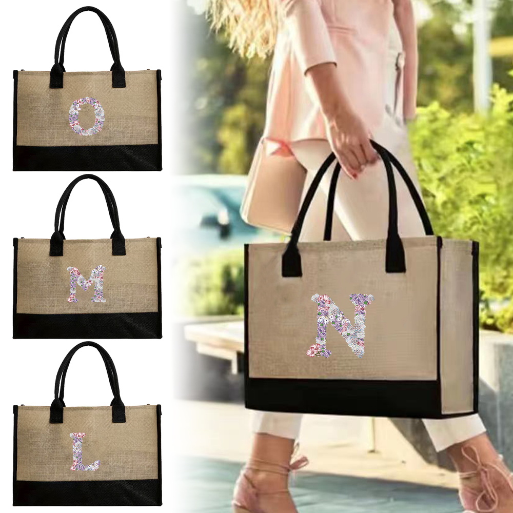 Women Bags Jute - Jute-Einkaufstasche für Damen, Strand- und Reisetaschen,