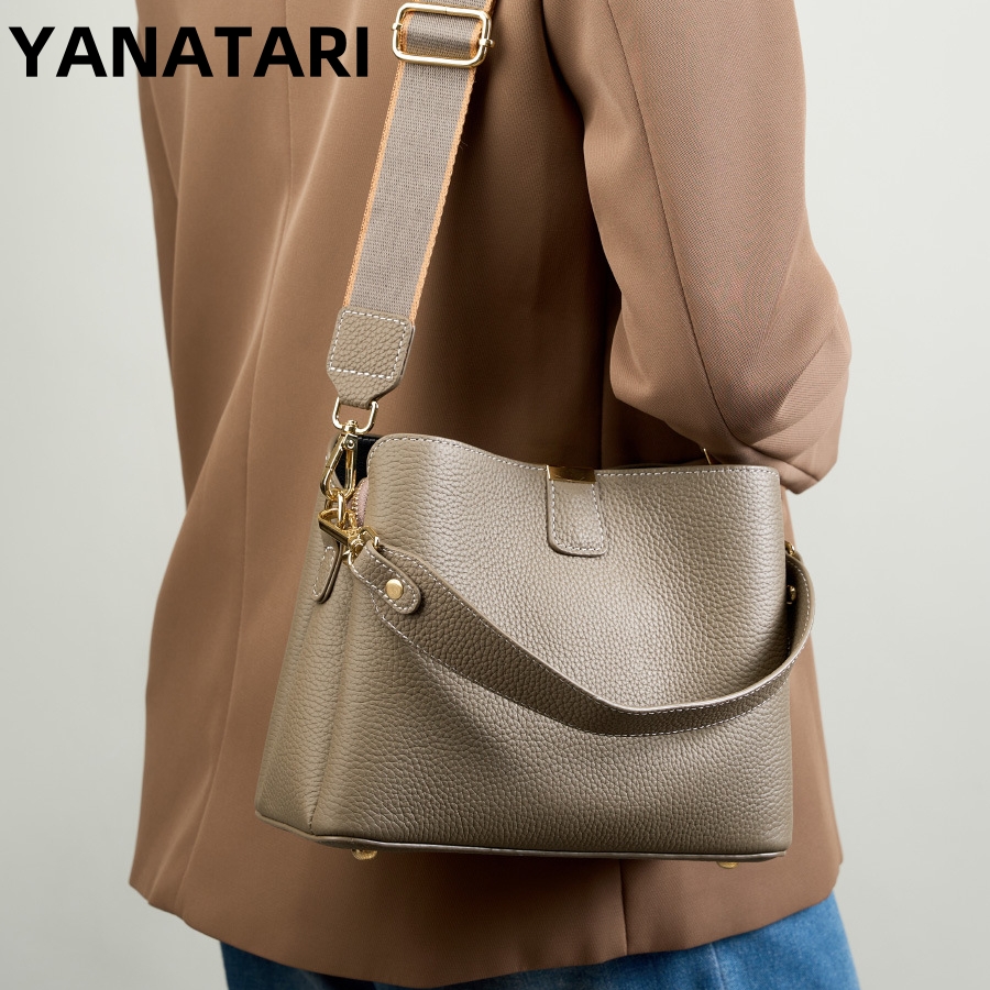 Women Bags Grey - YANATARI Echtleder Damenhandtasche Schultertasche Umhängetasche Luxus