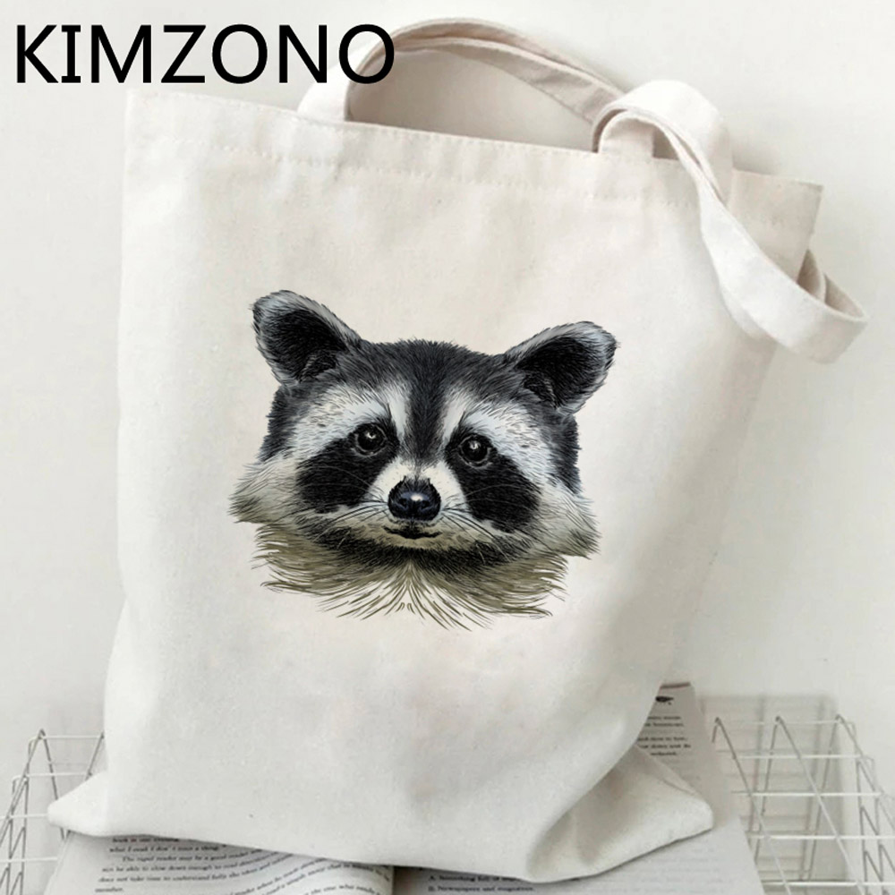 Women Bags Jute - Mapache Einkaufstasche wieder verwendbare Leinwand Shopper