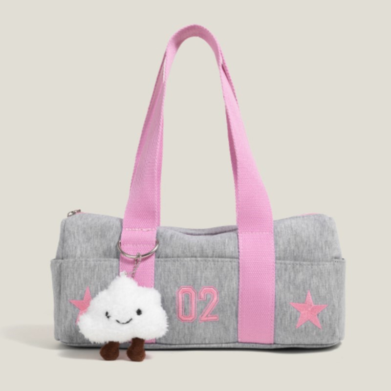 Women Bags Grey - Harajuku Grau Handtasche Leinwand Tasche Y2k