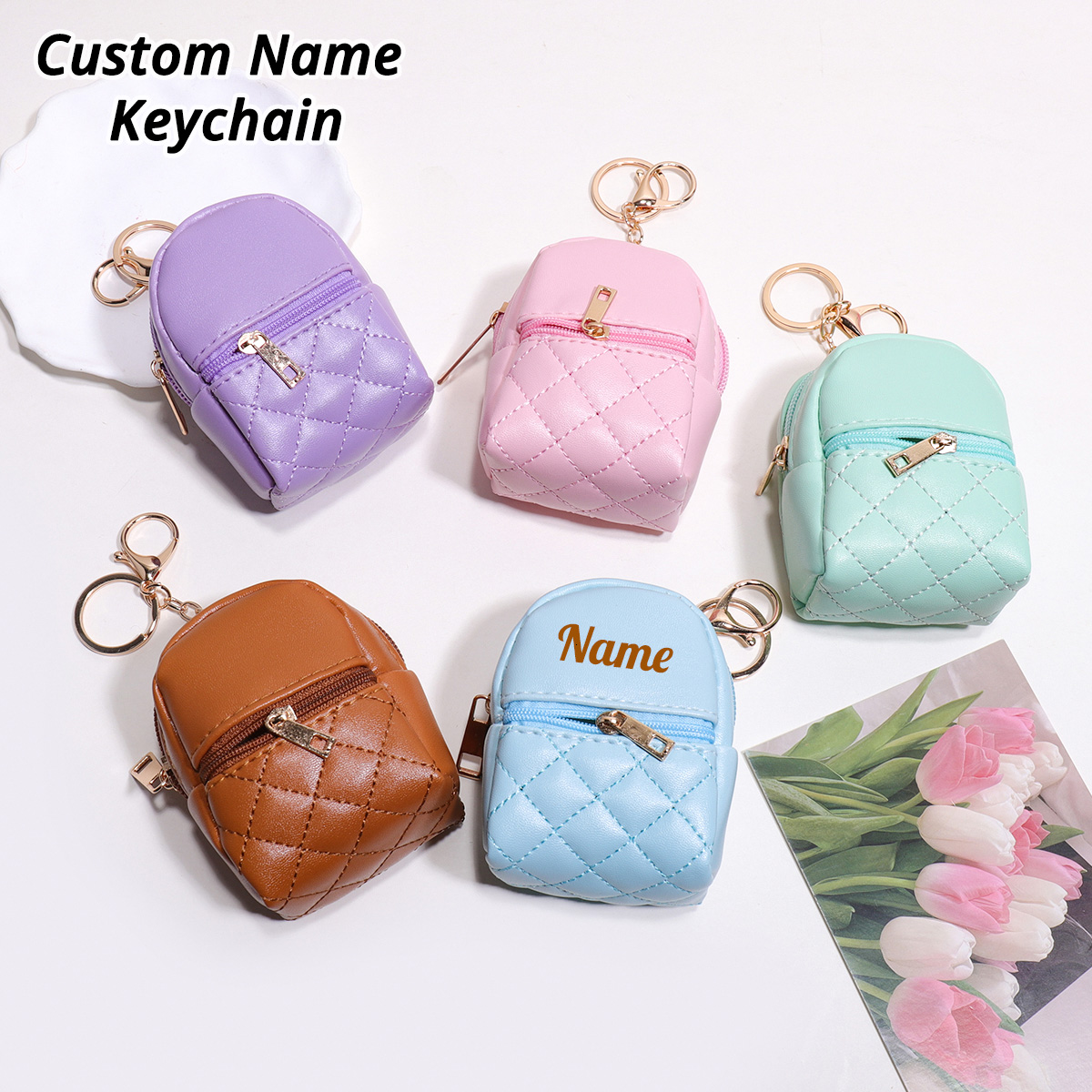 Mini Purse Chain - Mini Personalisierter Schlüsselanhänger Münzbörse mit Gravur