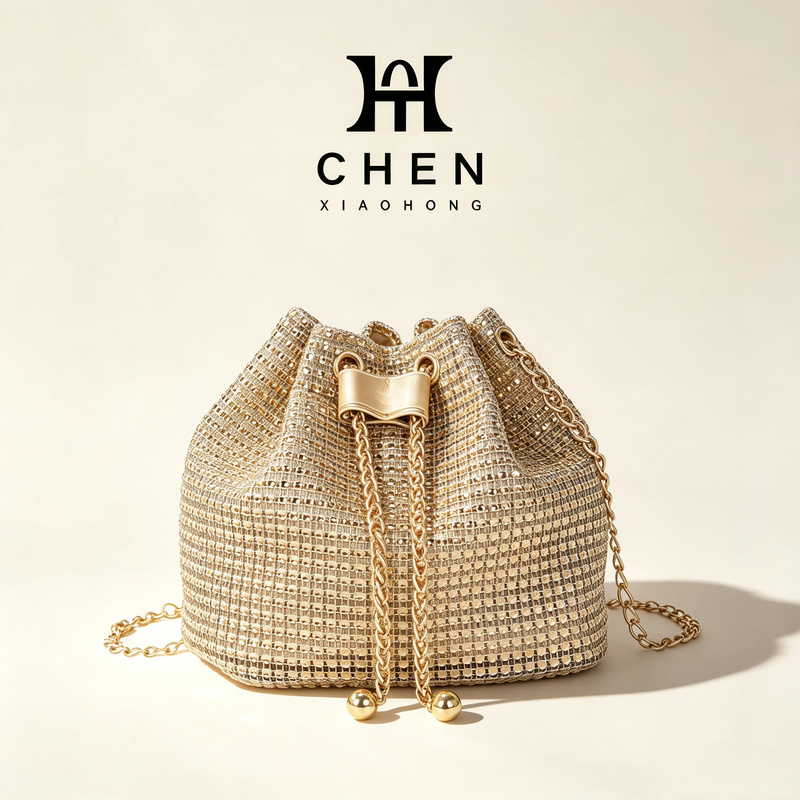 Women Bags For Airport - Damen-Umhängetasche mit Verziertem Kordel-Strass-Besatz, Multifunktionale Bucket-Bag