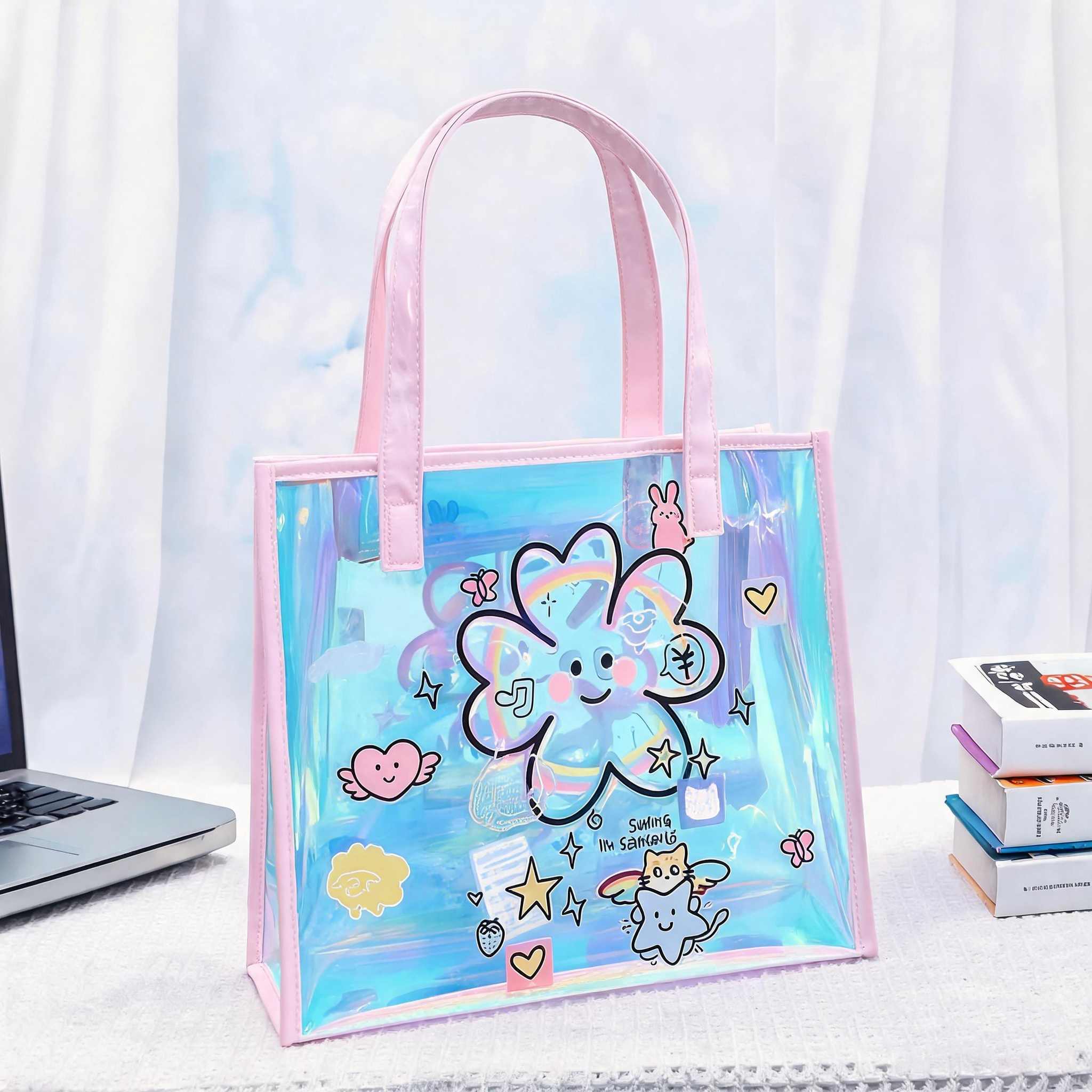 Women Bags Lv - Holografische transparente Einkaufstasche für Damen, große