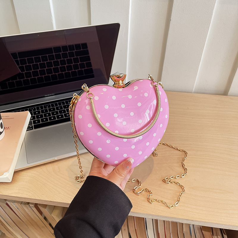 Mini Purse Chain - Niedliche Herzförmige Mini-Taschen Süße Polka-Dot-Umhängetasche Transparente