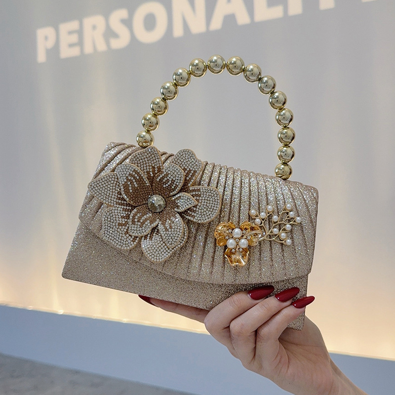 Goldene Funkelnde Diamant-Blum – Women Bags Golden Bewertung und Preis
