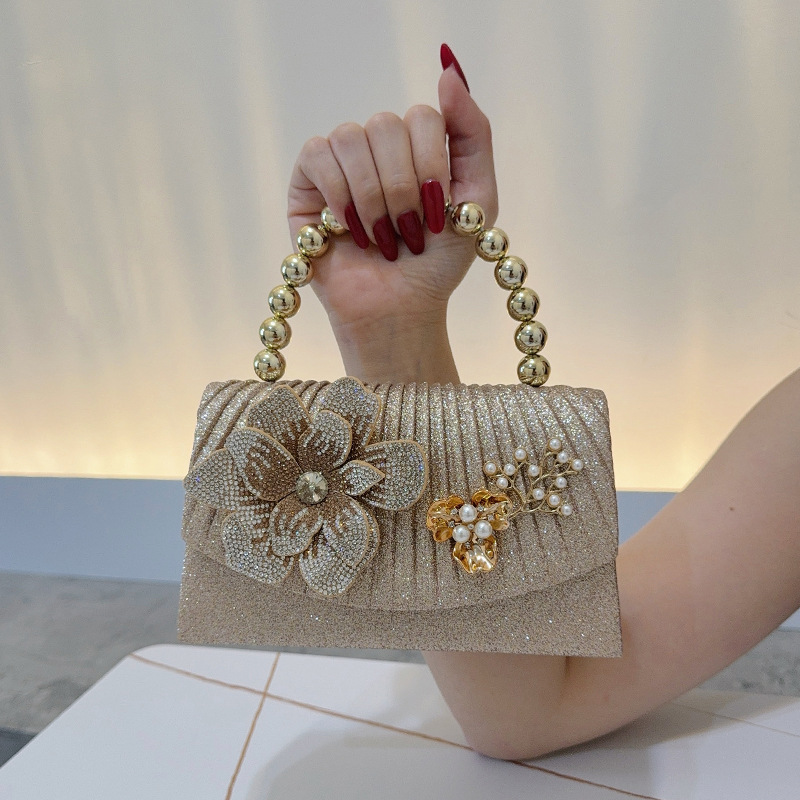 Goldene Funkelnde Diamant-Blum – Women Bags Golden Bewertung und Preis
