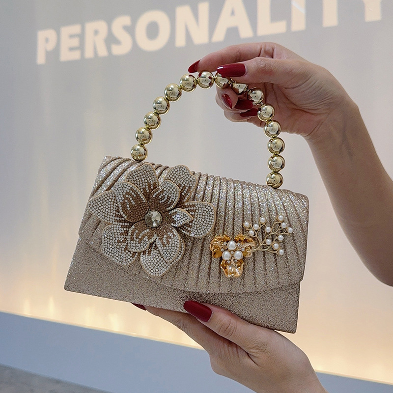 Goldene Funkelnde Diamant-Blum – Women Bags Golden Bewertung und Preis